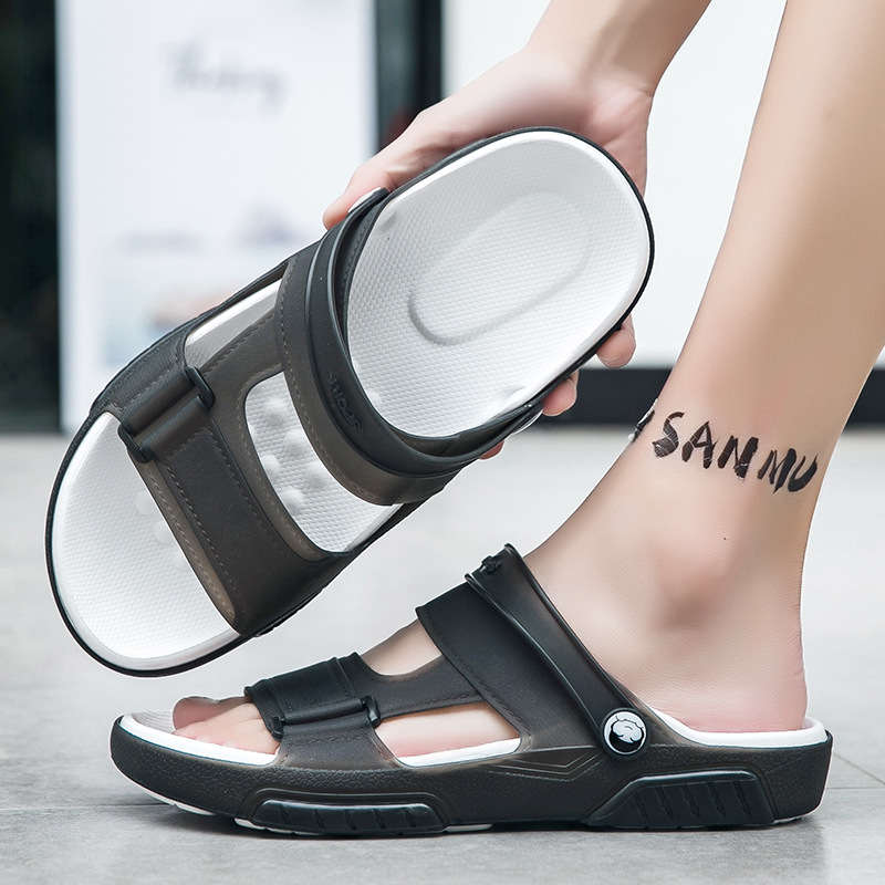 여름 TikTok 인터넷 빨간 슬리퍼 대외 무역 플러스 사이즈 두꺼운 단독 느낌 부드러운 단독 젤리 2-착용 샌들과 슬리퍼 슬리퍼