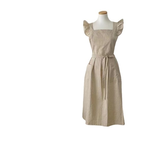 Cross-border anti-fouling lace pastoral style cotton and linen apron for hand wiping Korean style art blouse modern simple floral bib