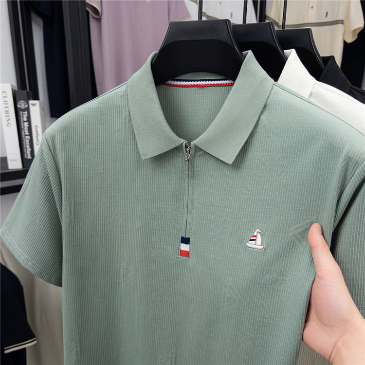 American Tommy Hilfiger Short-Sleeve Polo Shirt for Men, Casual Turn-Down Collar T-Shirt, Solid Color Tee, Loose Fit for Middle-Aged Men American Tommy Hilfiger Short-Sleeve Polo Shirt for Men, Casual Turn-Down Collar T-Shirt, Solid Color Tee, Loose Fit for Middle-Aged Men