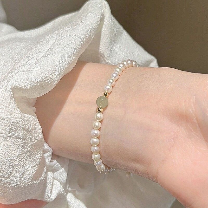 9条法式仿珍珠海蓝宝手链赫本风女ins小众设计气质高级感闺蜜生日|undefined