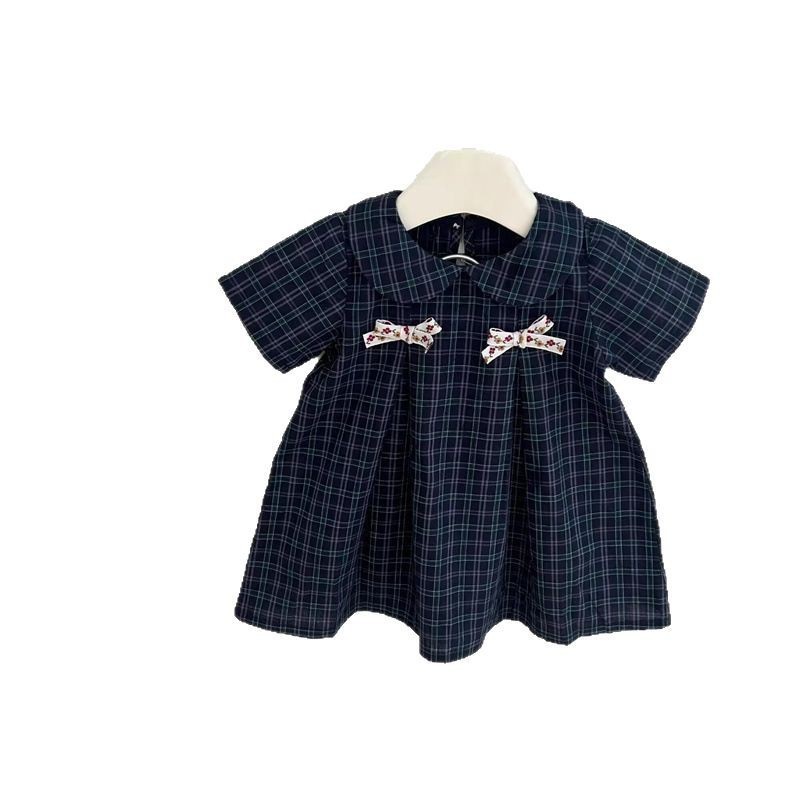 Zheng Qiqi2025 verano chicas de moda polaco vestido de cuello de muñeca coreano vestido de princesa de estilo extranjero vestido a cuadrícula