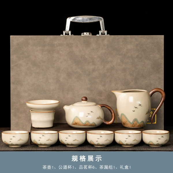 Mihuang Ru kiln "Far Mountain" Shi Shi Six Cup 10 sets+gift boxes