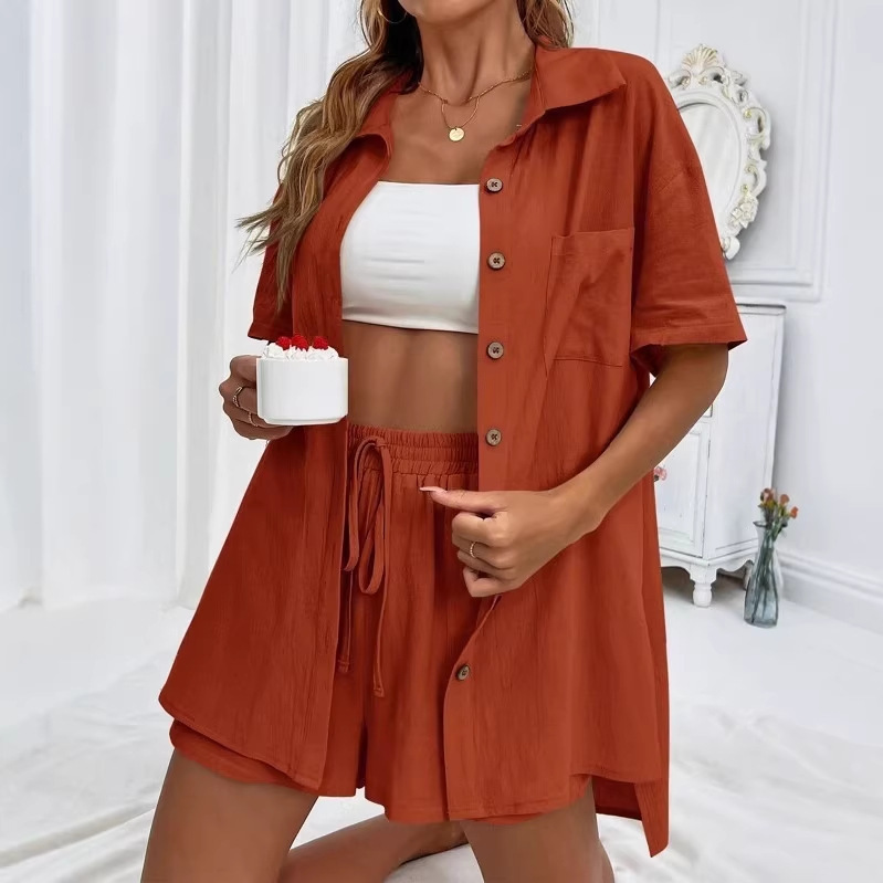 Cross-Border Export Women's Clothing Amazon Aliexpress Tk Popular Distressed Cardigan Shorts Fashionable and Elegant Women's Suit