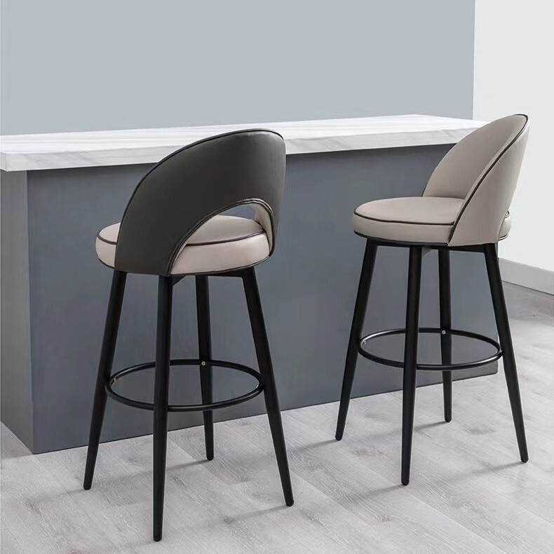Italian-Style Bar Stool, Modern and Simple, Suitable for Home Use, Light Luxury, High-End Feel, Wrought Iron Swivel Bar Chair with Backrest, High Stool Italian-Style Bar Stool, Modern and Simple, Suitable for Home Use, Light Luxury, High-End Feel, Wrought Iron Swivel Bar Chair with Backrest, High Stool