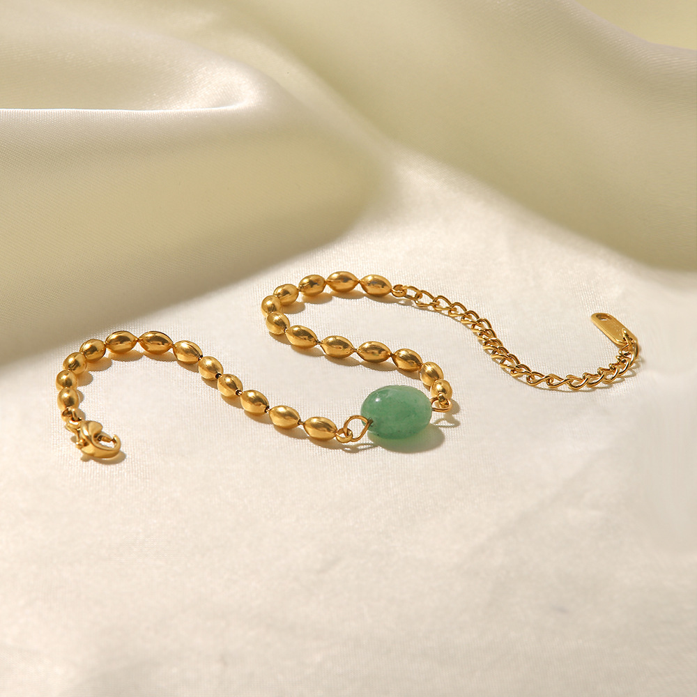 Fashion Geometric Stainless Steel Plating Natural Stone Necklace