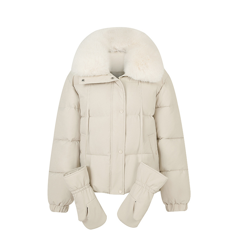 2025 comercio exterior nuevo estilo coreano guantes cortos sueltos ropa de algodón mujer cálida con capuchón grueso chaqueta de algodón