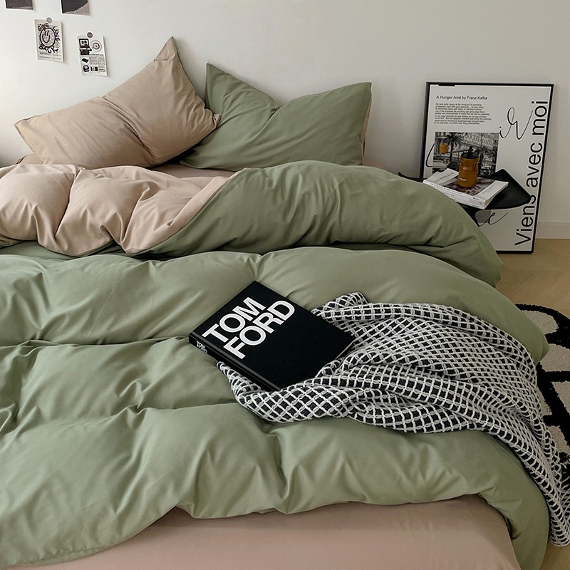 Cama de cuatro piezas A clase madre y bebé dormir desnudos ropa de cama de algodón lavado con agua cubierta cama dormitorio cama de tres piezas