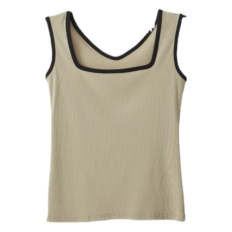 Amplia frontera exposición blanco base de costura camisola las mujeres del verano desgaste exterior pecho interior sin mangas top