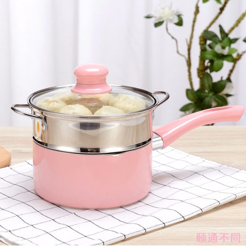 Baby food pot, multi-functional, with a non-stick coating made of Maifan stone, suitable for cooking porridge, instant noodles, and for frying and boiling, a mini milk pot for babies