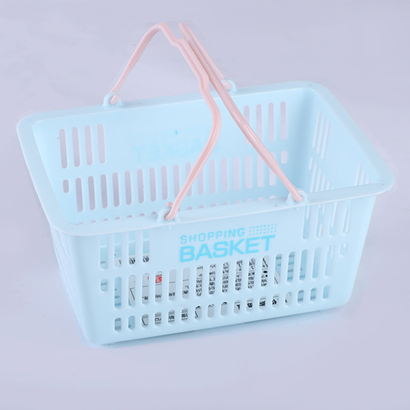ネットレッド創意ミニショッピングバスケット日本式プラスチック手提げバスケットかわいい入浴化粧品収納ブルー子