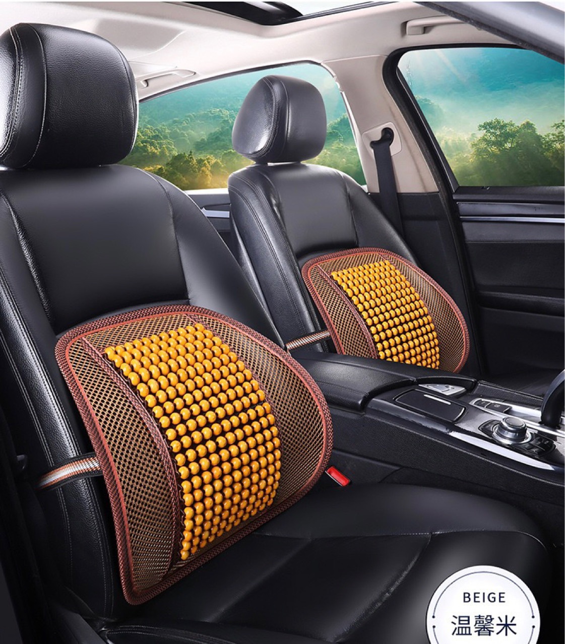 Summer Mesh Breathable Wooden Beads Steel Wire Lumbar Support Ventilated Massage Lumbar Cushion Office Seat Back Cushion Lumbar Cushion