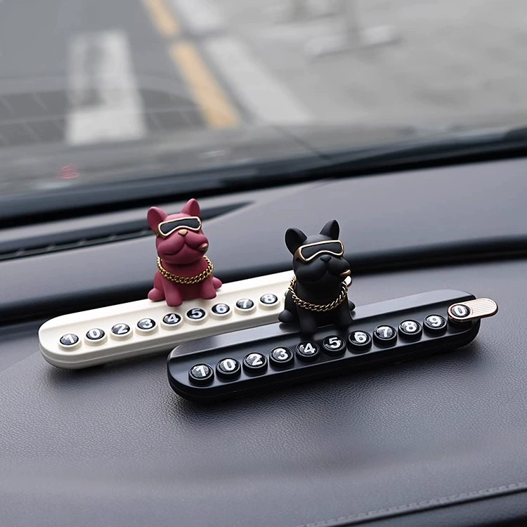 Автомобильный временный парковочный номерной знак, французский бульдог, автомобильный скрытый ароматерапевтический подвижный телефонный номерной знак, украшения интерьера автомобиля