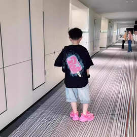 男童冰激凌短袖t恤2024新款潮酷上衣儿童夏季半袖体恤衫中大童装