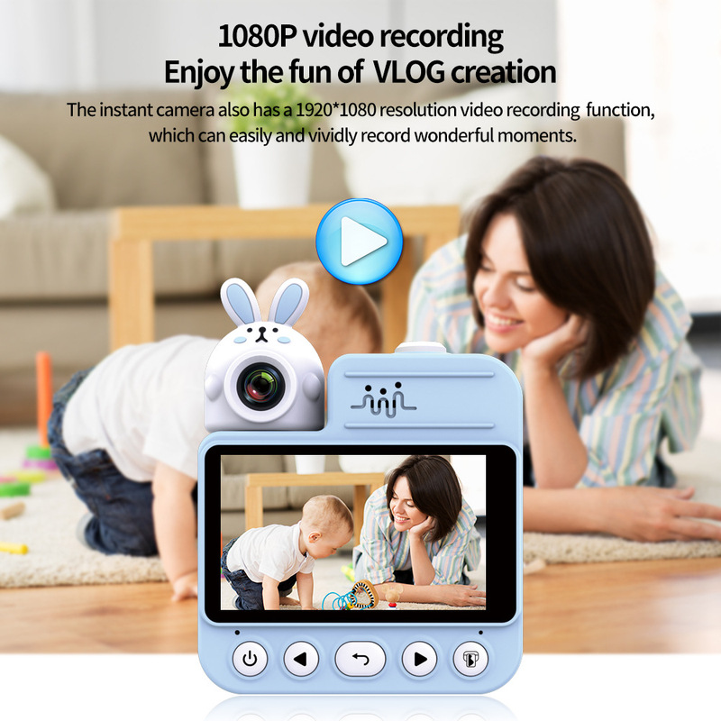 Foreign Trade Cross-Border Jd30 Instant Children's Printing Camera Rabbit Printing Photo Camera Front and Rear Dual Camera Wholesale