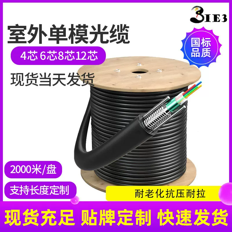 室外单模轻铠光缆光纤GYXTW-12B1.3十二芯8光纤电缆 室外光缆