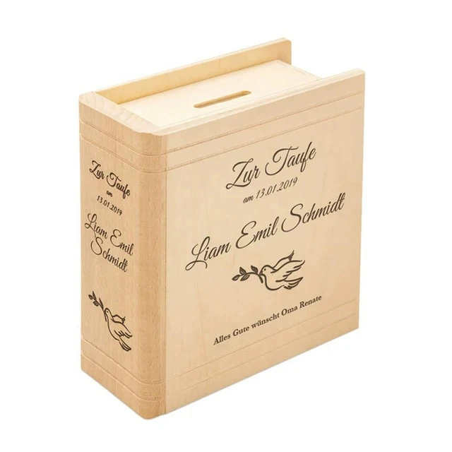 Wooden creative wallet, piggy bank, children's silver coin, storage box