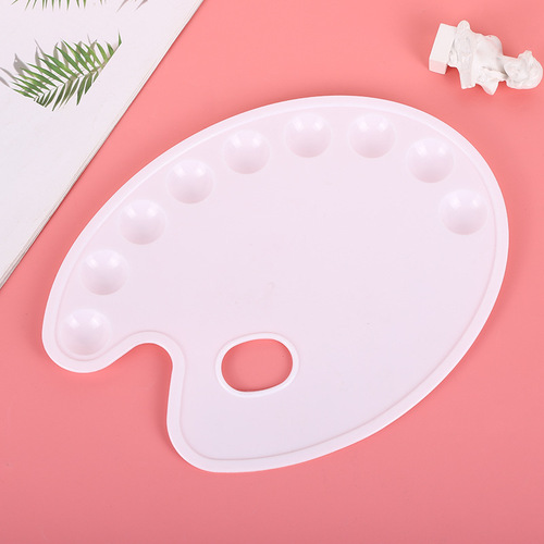 Plastic plum-shaped palette hand-painted watercolor gouache paint painting art palette oval palette