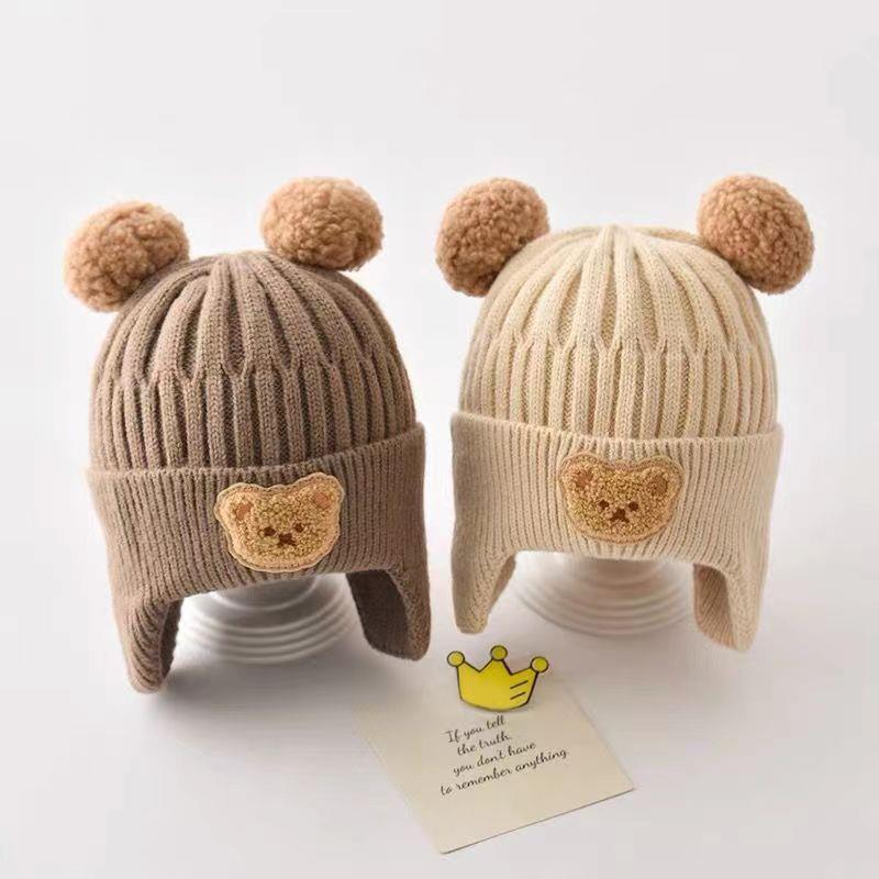 Gorro de punto para bebés abrigado y grueso, de lana – para recién nacidos en invierno, venta al por mayor.