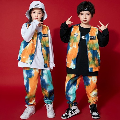 Hip-hop Children's Street Dance Suit for Boys Trendy Kids Hiphop Work Vest for Girls Children Jazz Dance New Year Performance Clothes
