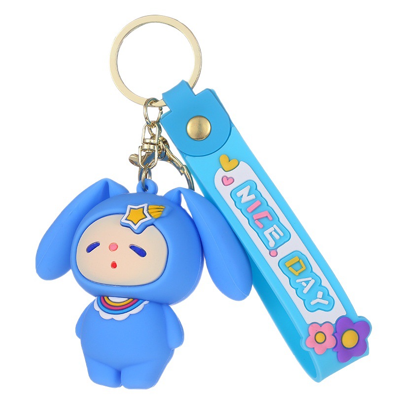 Nueva muñeca Linda pellizco oreja conejo llavero lindo del coche bolso de las mujeres colgante pequeño regalo al por mayor