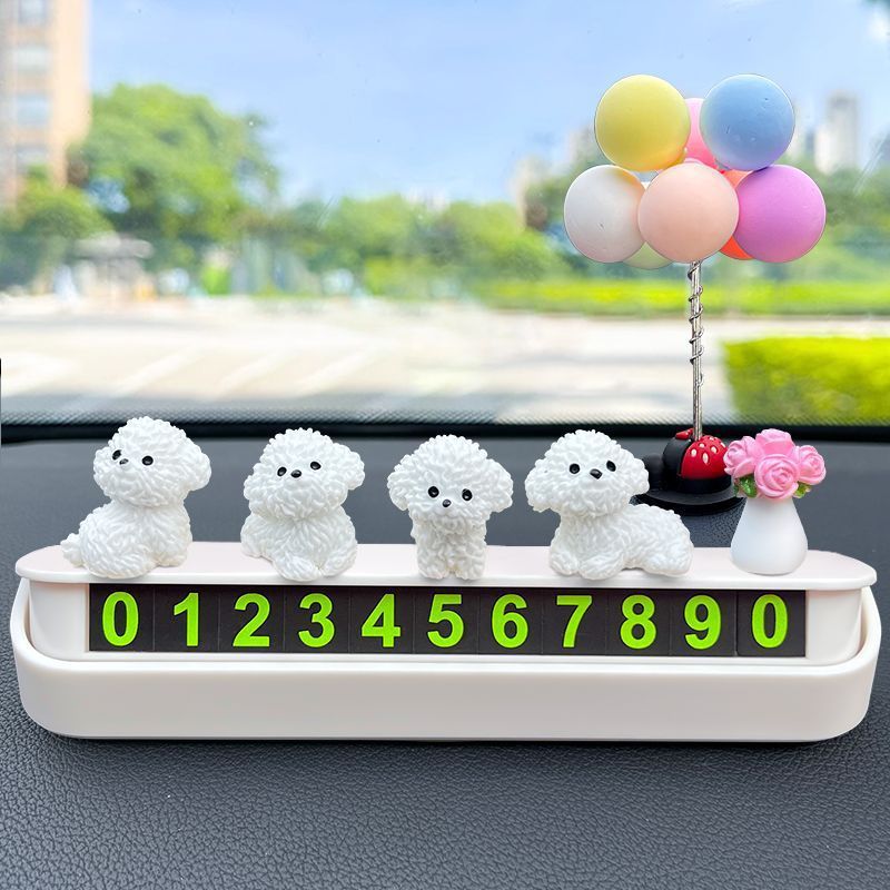 Healing Car Ornaments Mini Bichon Dog 2024 New Creative Cute Car Interior Central Console Decoration Small Ornaments