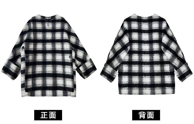 黑白格子大衣正反面