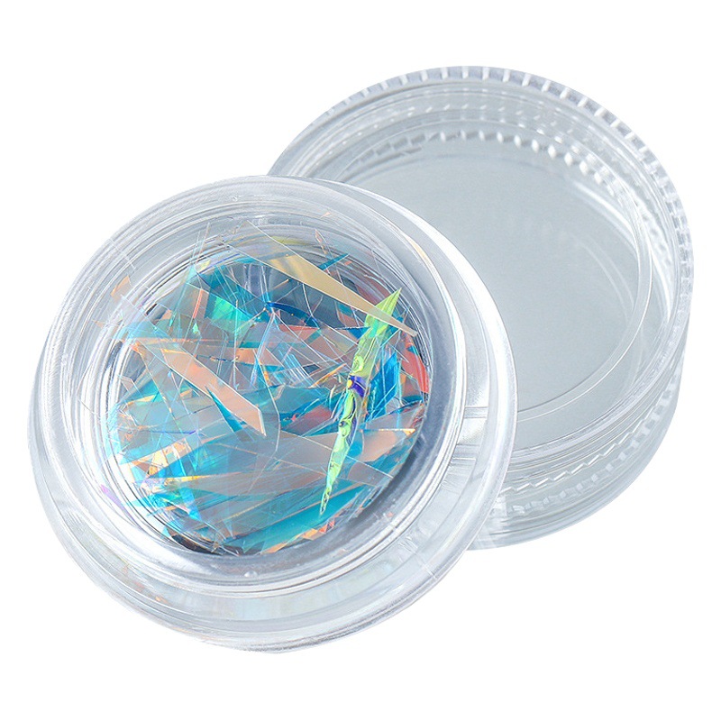 Aurora elfo fragmentos irregulares celofán Corte libre tira flash colorido láser papel uñas pegatina al por mayor