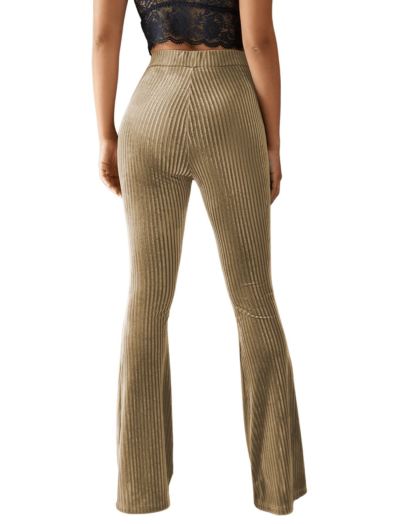 Title 22, Nuovi Pantaloni Svasati Donna in Velluto Oro a ...