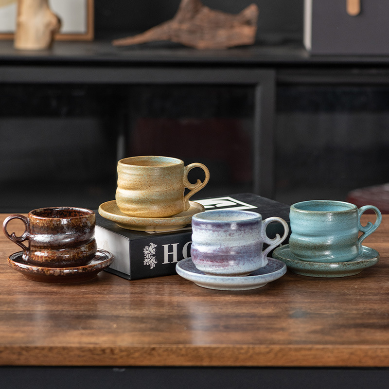 Vintage Ceramic Mug Shaped Coffee Cup Saucer suit Crude Creative Mug Cross-border Coffee Mug Office Mug Vintage Ceramic Mug Shaped Coffee Cup Saucer suit Crude Creative Mug Cross-border Coffee Mug Office Mug