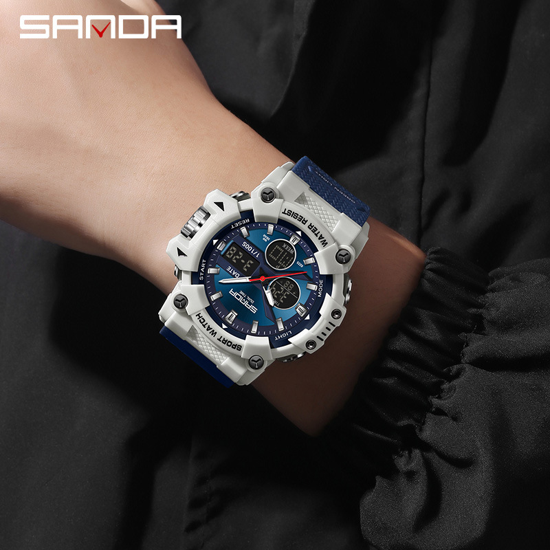 SANDA SANDA reloj deportivo masculino impermeable reloj de montaña relojes de moda cronógrafo despertador estudiantes reloj electrónico multifuncional
