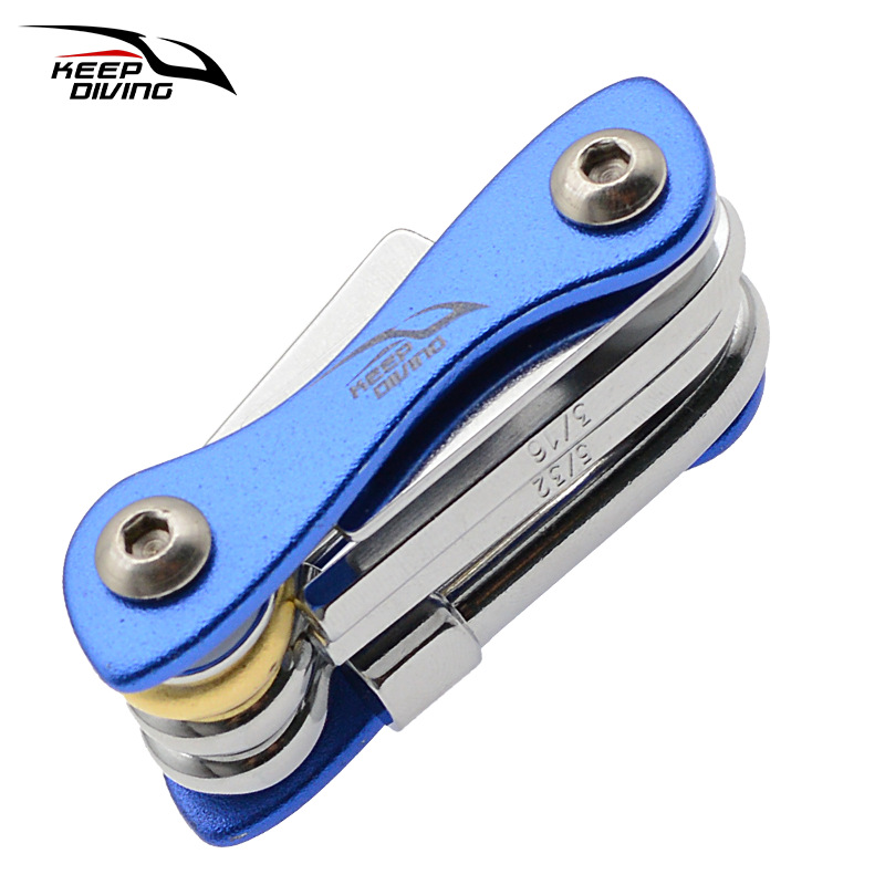 420 스테인레스 스틸 8 1 미니 수리 도구 조합 세트 다이빙 백 플라이 BCD 가스 실린더 설치 및 유지 보수 조정