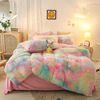 Cross border Foreign trade mink Four piece suit keep warm winter milk Coral Plush crystal sheet Quilt cover