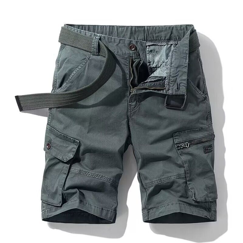 New 2025 Summer Men's Casual Pants Solid Color Non-iron Treatment Cotton Shorts Crane Pants Fashionable Urban Pants