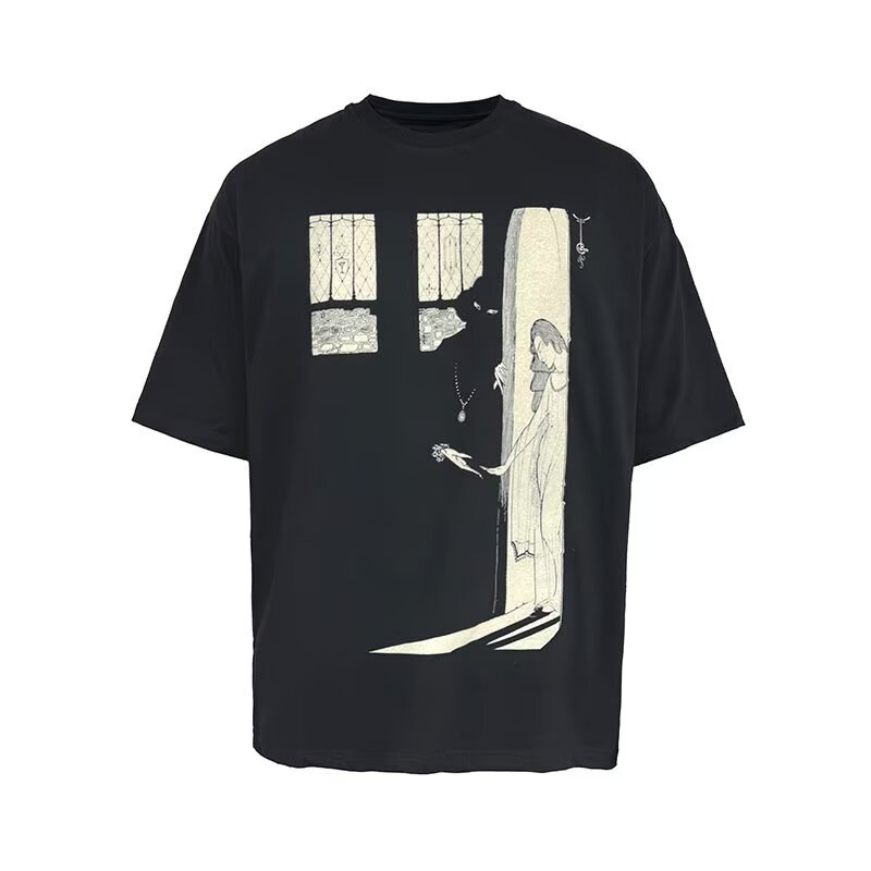 2025 Summer New Killer Illustration American Trendy Brand Printed Short-Sleeved T-Shirt for Men and Women Round Neck Half-Sleeved Loose Top t