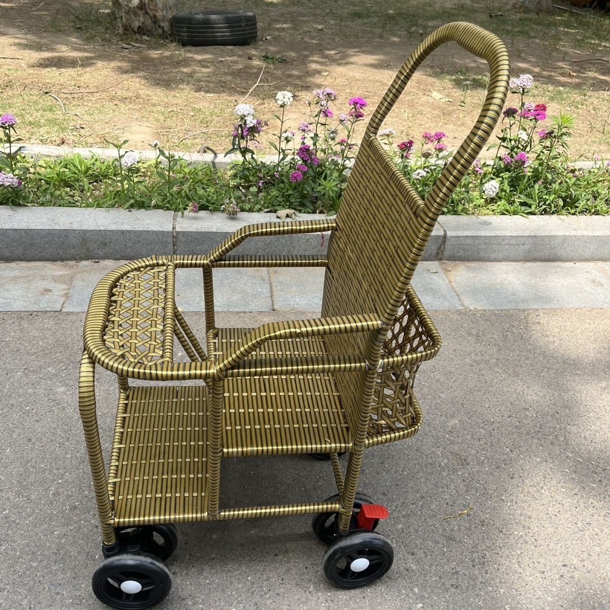 Summer New Baby Stroller That Can Sit and Lie Down, Double-Layered Woven Stroller for Kidsren Aged 1-3 Years Old, Lightweight Baby Walking Artifact/