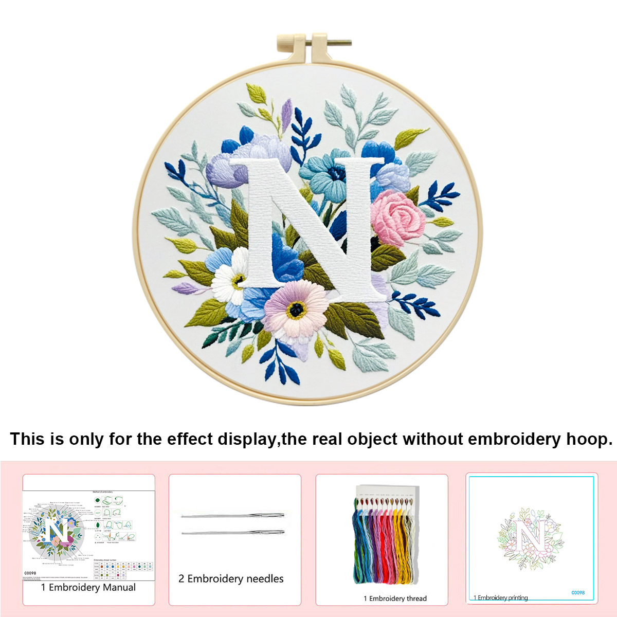 Hecho a mano flores y plantas europeas bordadas paquetes de materialdiy inglés 26 letras simple principiante nivel de bordado al por mayor