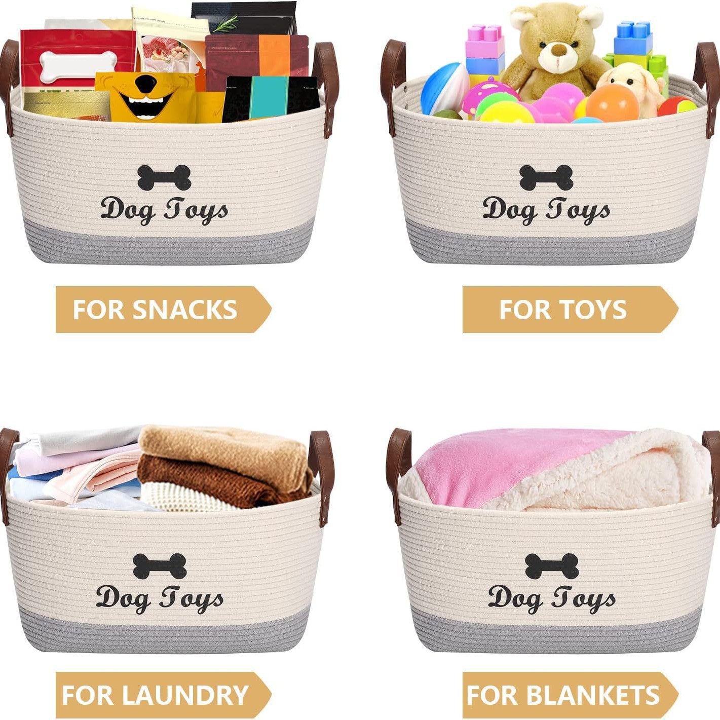 Cesta de almacenamiento multifunción de cuerda de algodón al por mayor transfronteriza Cesta de almacenamiento tejida de juguetes para mascotas para perros simples nórdico