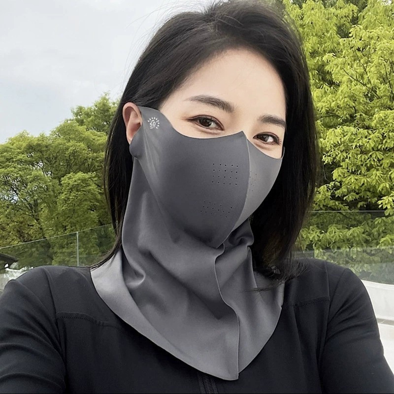 首をカバーする高見え日焼け止めマスク、夏用紫外線防止ネックプロテクター、女性用一体型アイスシルクフルフェイスサンシェード夏|undefined
