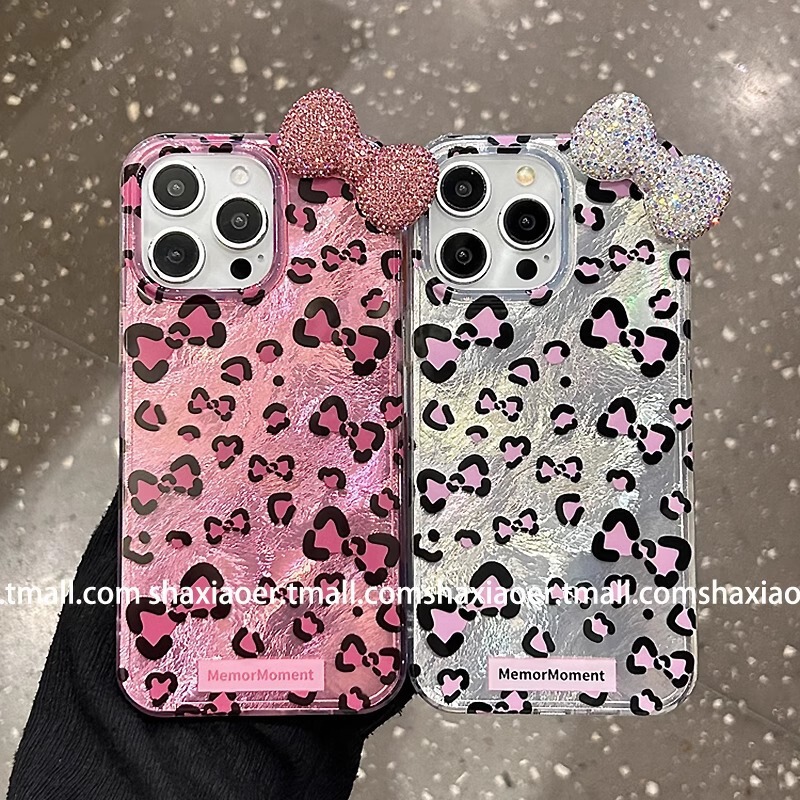 Tin Paper Leopard Bow iPhone14/13 for 12/11 Apple 16/15PROMAX Drop-proof Phone Case Tin Paper Leopard Bow iPhone14/13 for 12/11 Apple 16/15PROMAX Drop-proof Phone Case