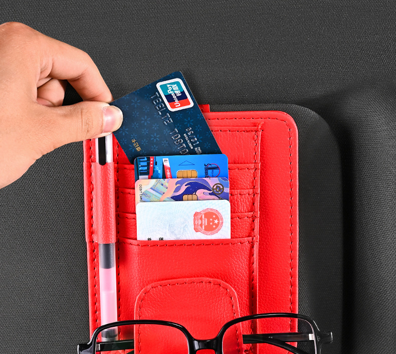 Car Sun Visor Storage Clip Multifunctional Car Glasses Clip Card Business Card Id Clip Bill Interior Storage Bag