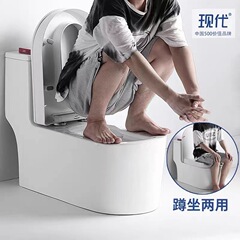虹吸蹲坐两用马桶方形一体双用坐便器家用老人蹲坑酒店卫生间蹲厕