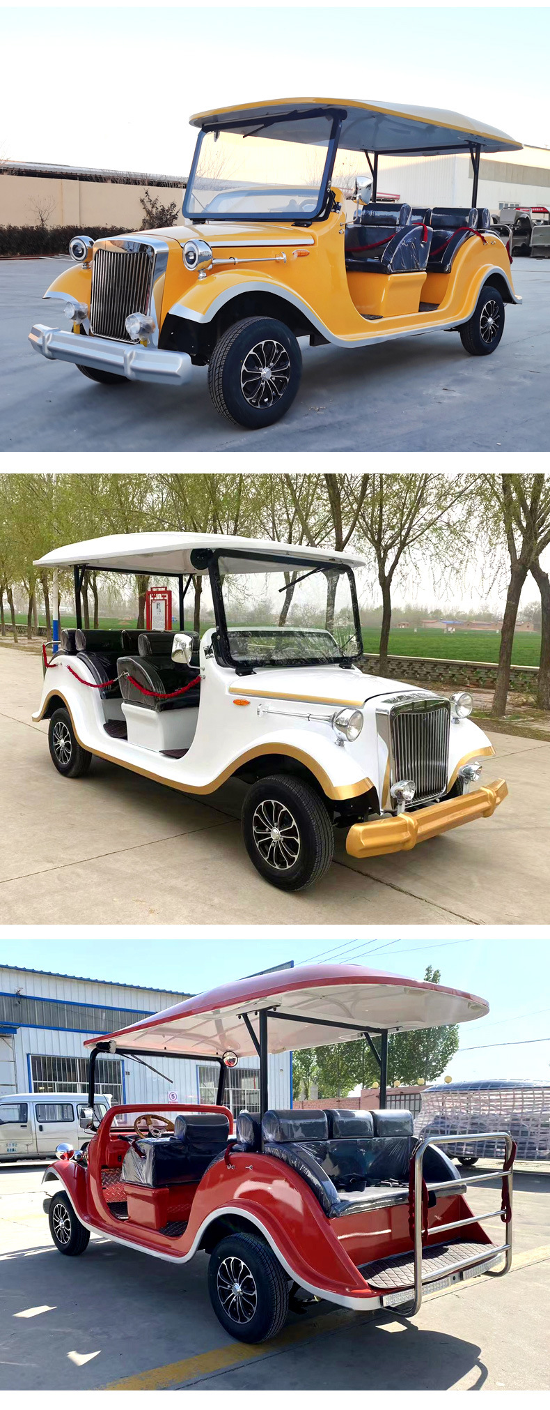 Electric Sightseeing Car, Tourist Car for Scenic Spots, Car for Viewing Real Estate Properties, Hotel Reception Vintage Car