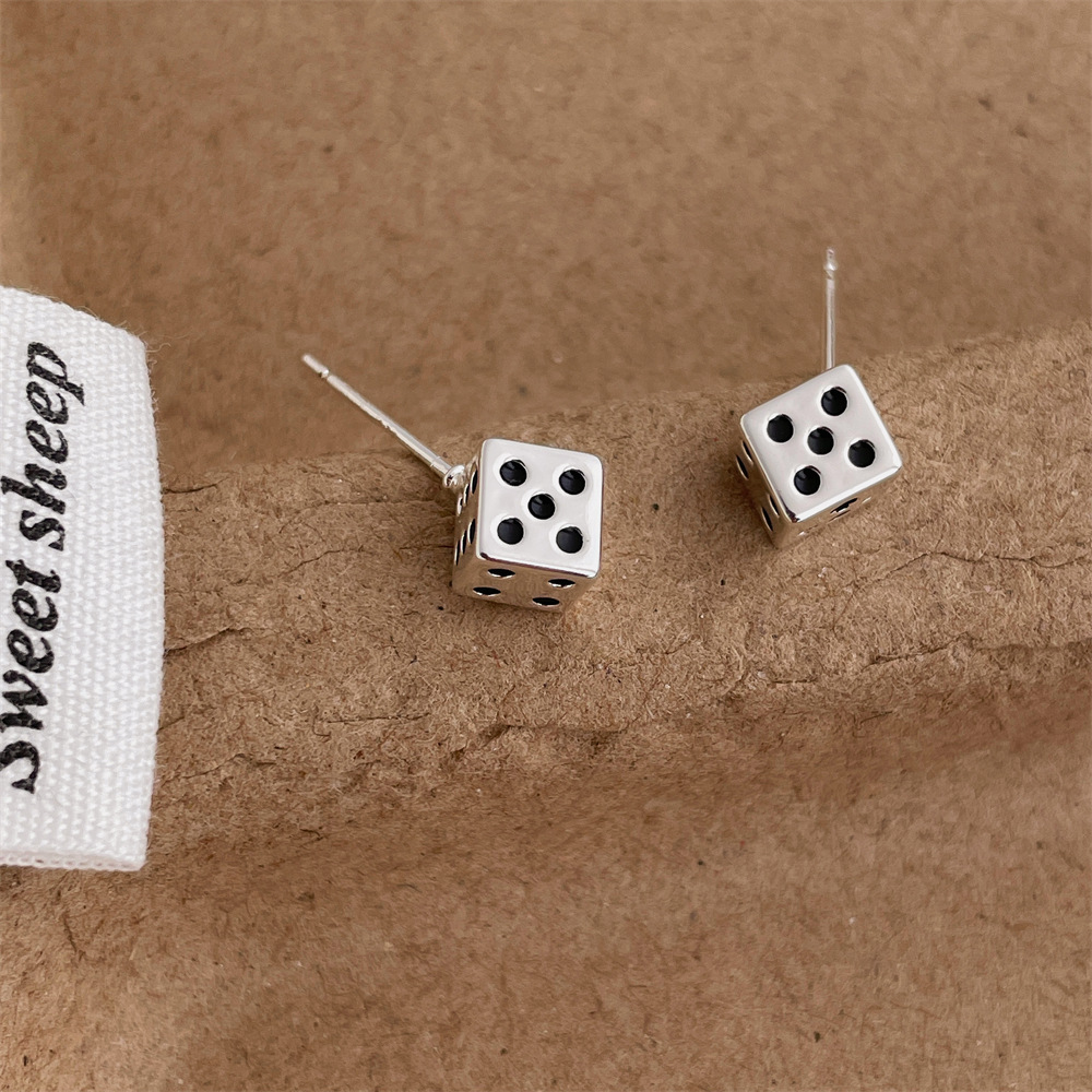 5g Weight 925 Sterling Silver Ear Needle Material Ear Studs Classification 1 Pair Quantity Daily Occasion Copper Material Geometric, Dice Pattern All Seasons Season Women's Gender Polished Finish IG Style, Basic, Simple Style Style 1 Pair IG Style Basic Simple Style Geometric Dice Copper Ear Studs 3