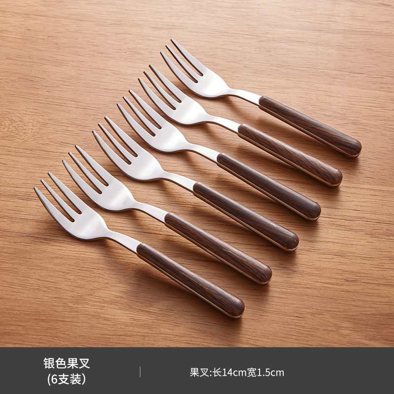 Tenedor de frutas de acero inoxidable cuchillo y tenedor de aislamiento térmico de grado alimenticio de alta calidad retro tenedor de comedor para pastel y postre set de cubiertos