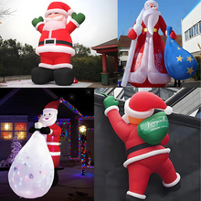 圣诞老人充气卡通美陈商场爬墙摆件充气圣诞树灯光气模人偶