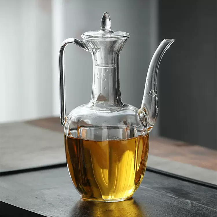 围炉煮茶壶 家用高硼硅玻璃耐高温仿宋手执壶透明玻璃贵妃泡茶壶