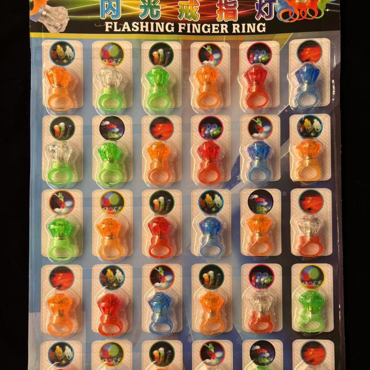 Luz de anillo de diamante parpadeante rojo y azul, juguetes luminosos para niños