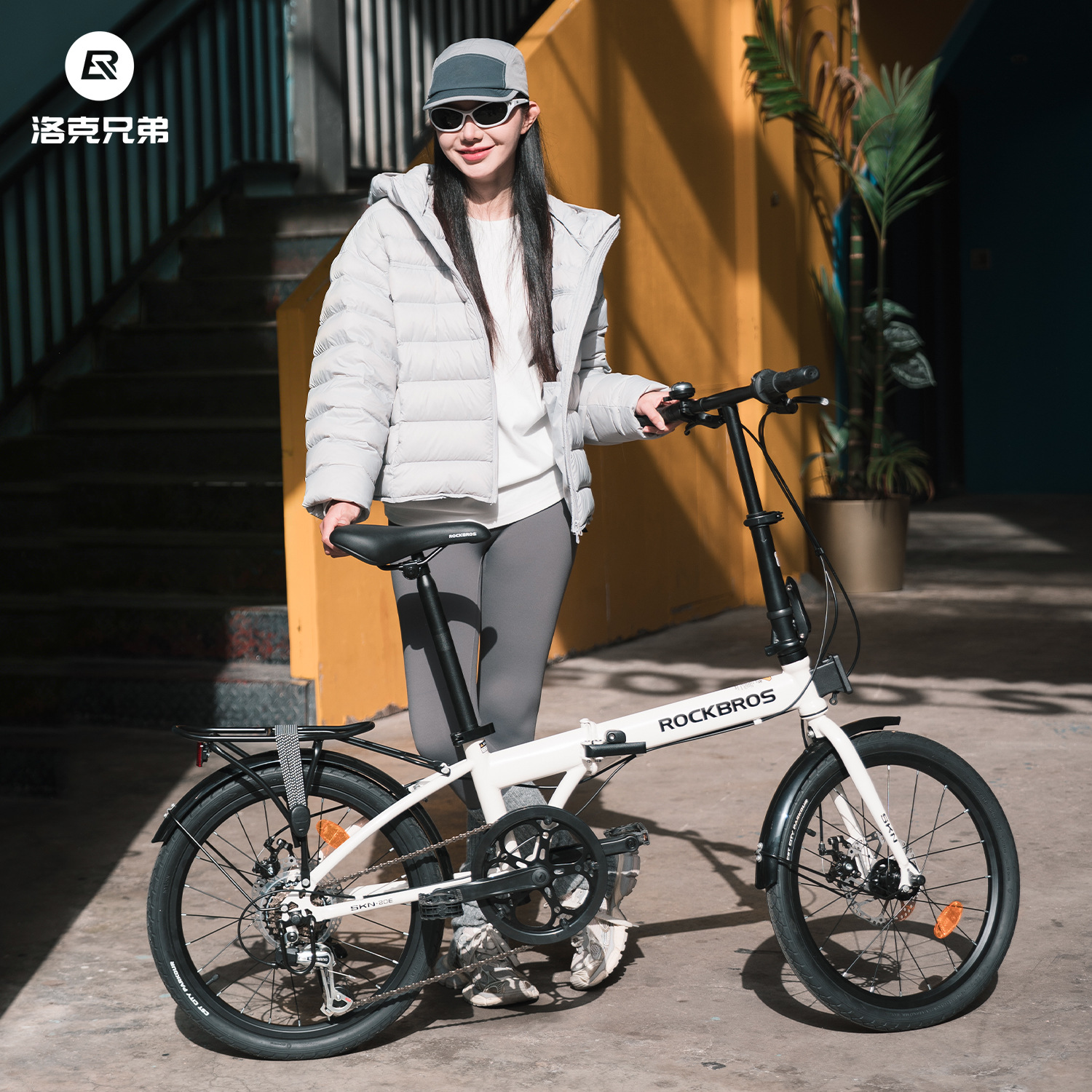 Rock Brothers Folding Bike Portable 20inch Adult Commuter 7-Speed Variable Speed ​​Disc Brake Student Men and Women Skn-20E