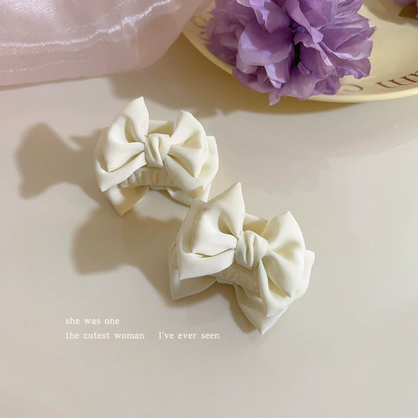 With bow, small, beige, double-sided