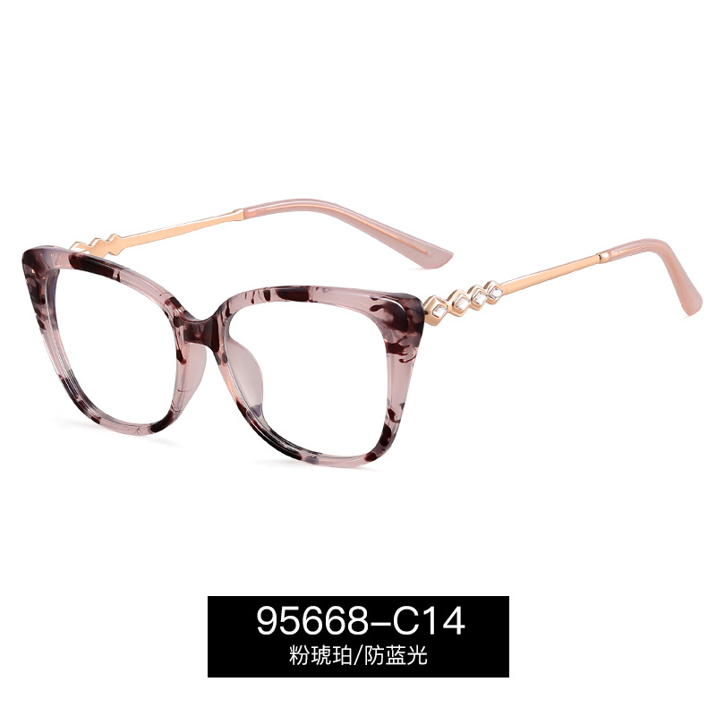 95668 nuevo metal primavera pie cuadrado marco anti azul luz gafas mujeres TR90 completo marco miopía Marco en stock al por mayor